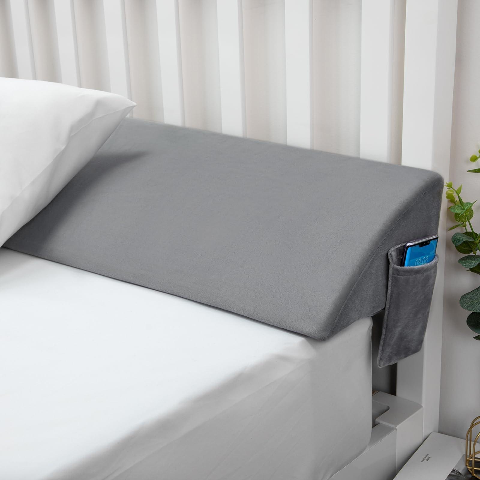 Bed Gap/Space Filler, Headboard Pillow Between Headboard and Mattress or Wall, High-Density Foam with Removable Cover(Light blue,140x10x10cm