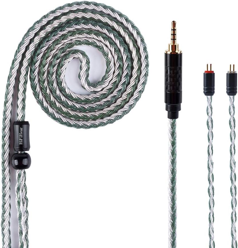 16 Core Silver Plated Replacement Earphones Cable HiFiHear Balance 2.5mm Earbud Extension Cable Stereo Audio Headphone Cable IEM Cable Android for ES4 ED16 ZST ZS10 C10 C16 (2.5mm, 2Pin)