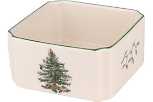 Spode Christmas Tree Sugar Packet Holder - 3.9" Sugar Packet Bowl for Tea, Sweetener, Coffee Bar - Fine Earthenware Holiday S