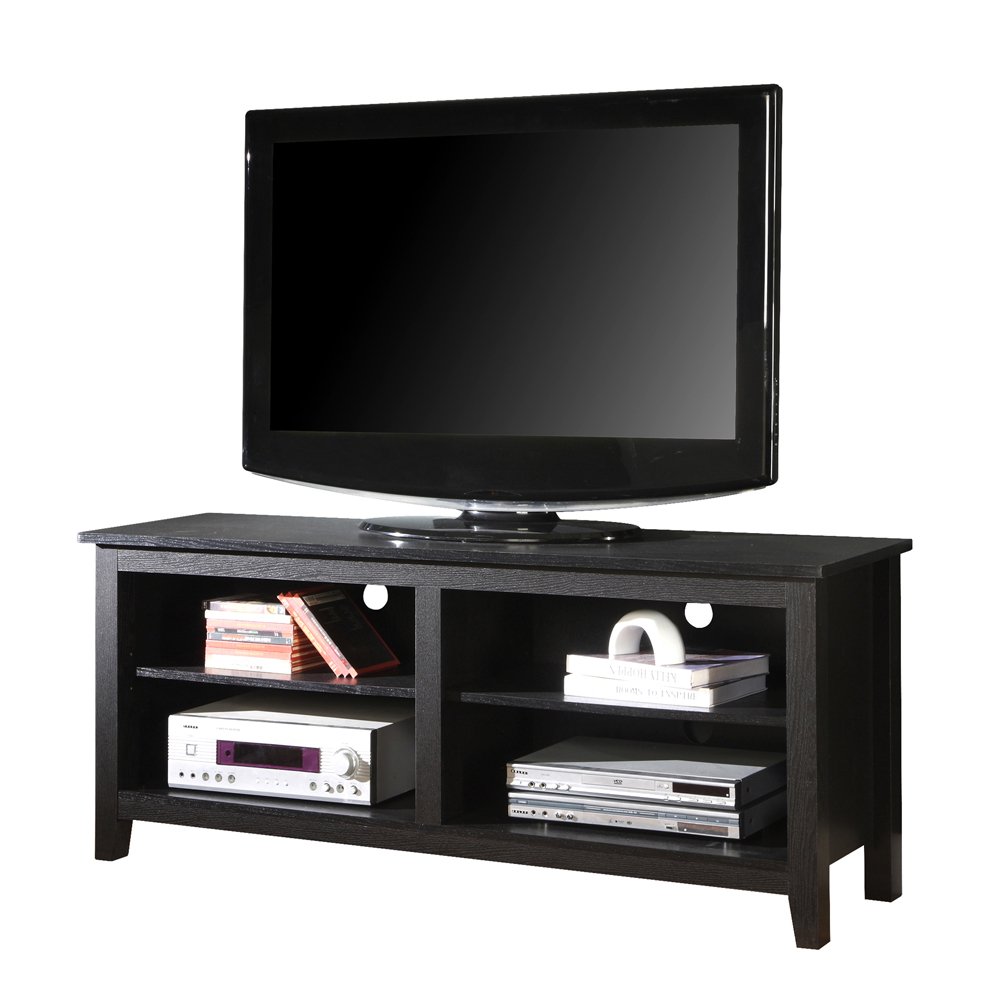 WE 58" Wood TV Stand Storage Console, Black