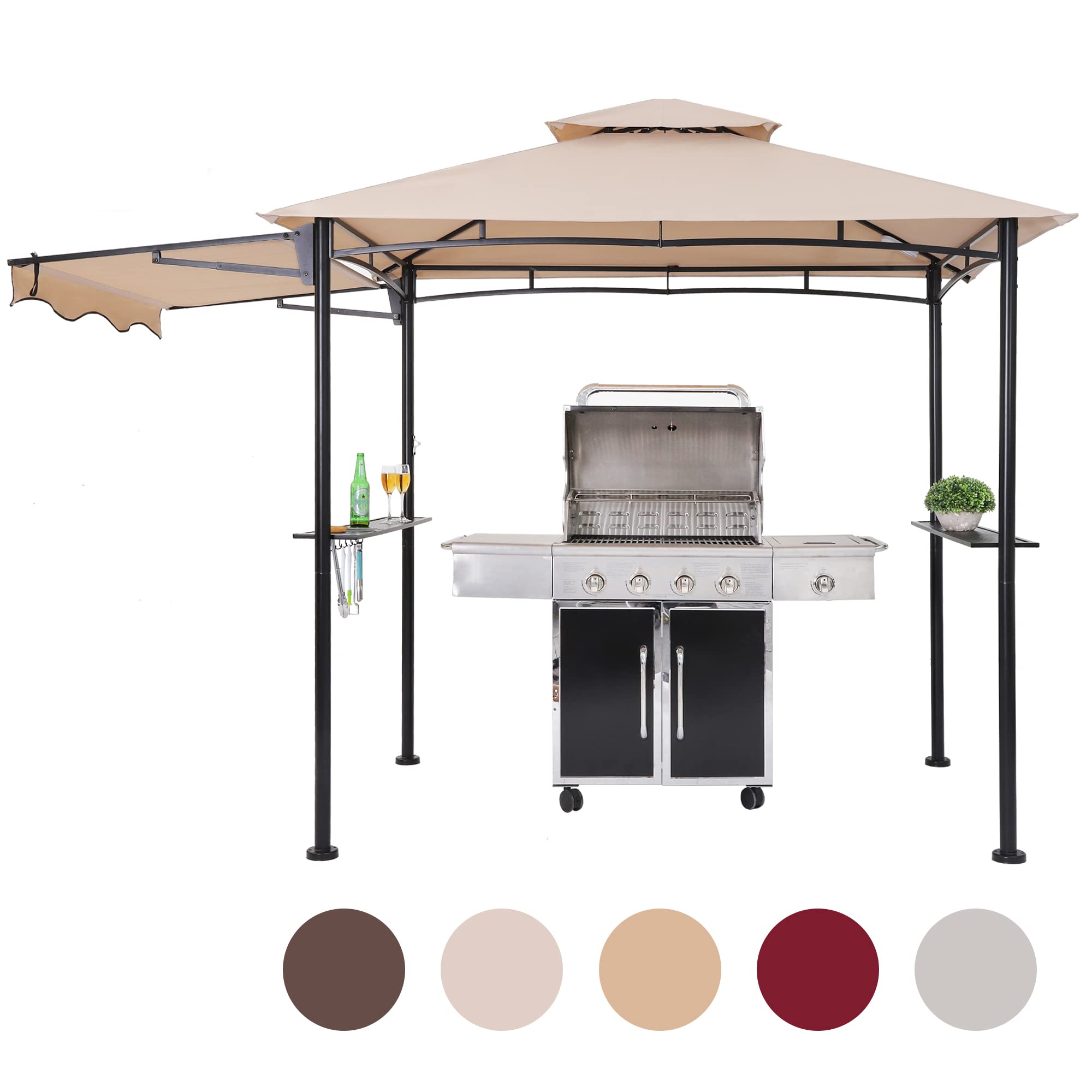 FAB BASED 5x11 Grill Gazebo, Outdoor BBQ Grill Patio Canopy with Extra