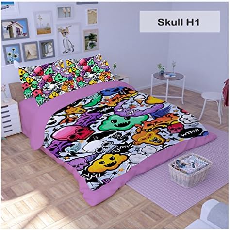 Gorgeous Halloween Decoration Skull 3D Bedding Sets,3-piece Includes 1Duve Cover,2Pillow Shames,King Queen Full Twin Size (full, q8)