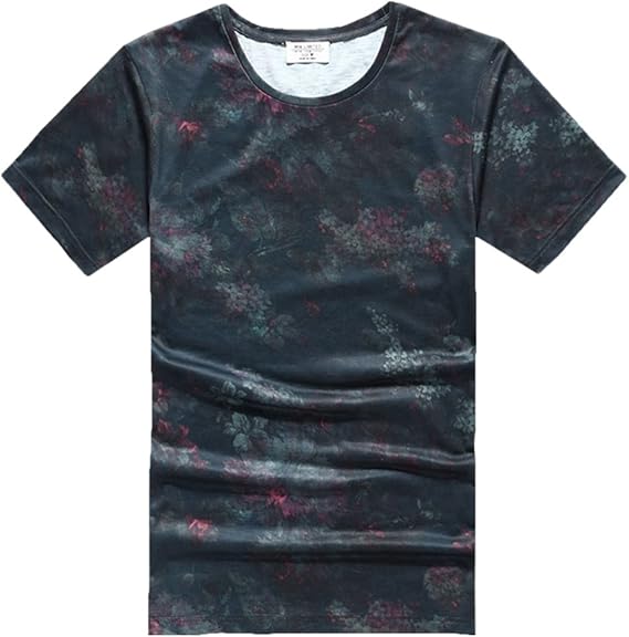 Amazon ミックスリミテッド Tシャツ メンズ 花柄 ボタニカル タイト 半袖 プリント Uネック Vネック 総柄 Tシャツ カットソー 通販