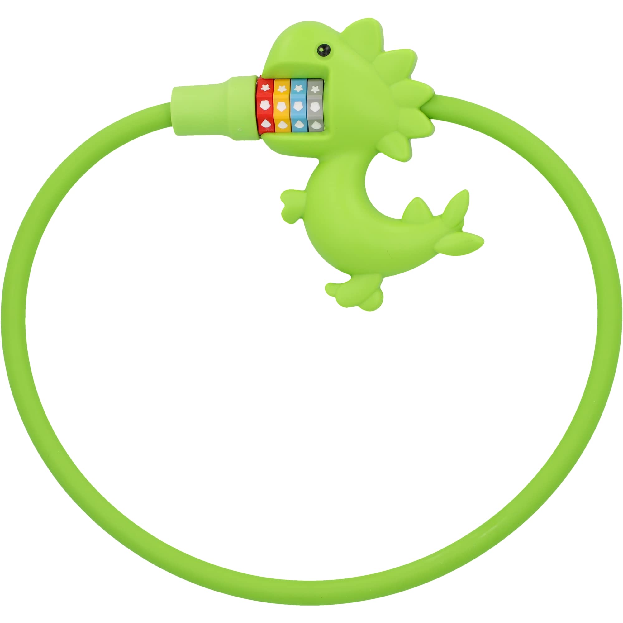 Dinosaur Cable Lock, Bicycle Lock for Children, Combination Lock with 4-Way Combination Roller for 10,000 Combinations, Diameter 10 cm, Length 60 cm, Green