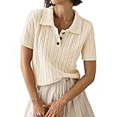 Imily Bela Womens Polo V Neck Pullovers Lightweight Short Sleeve Cable Knit Sweater Business Casual Summer Tops 2025