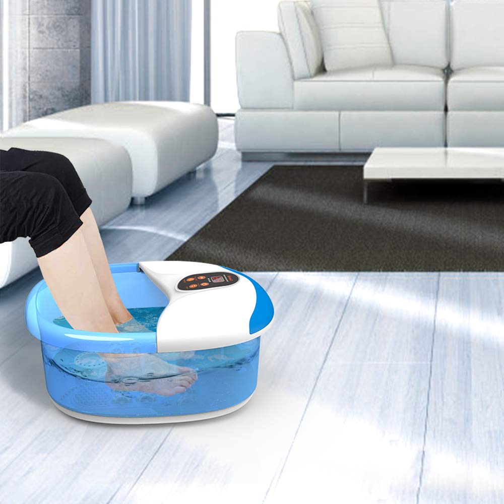 Carevas Foot Spa Massager, Heated Foot Bath with 14 Massaging Rollers, O2 Bubbles, Adjustable Temperature, Medicine Box for Tired Feet Stress Relief: Beauty