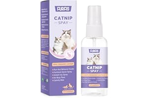 FURFIS Organic Catnip Spray for Cats & Kittens - Extra Strength Catnip Formula,Renews Cat Toys & Scratchers, Natural Catnip Spray for Indoor Cats, Mess-Free (2 fl oz)