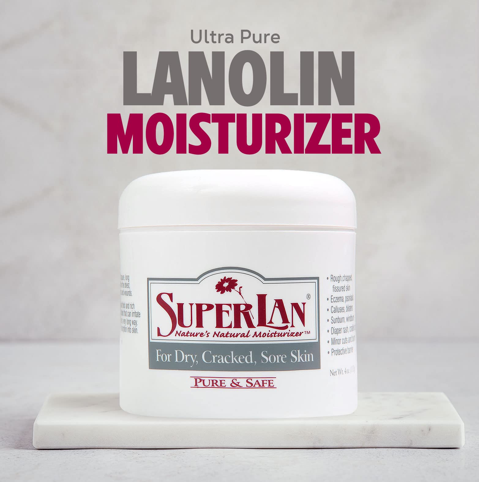 Lanolin Cream 4 Oz - 100% Organic Nipple Cream Lanolin - Thicker Body & Face Moisturizer for Eczema, Psoriasis & Severe Dry Skin - Ultra Hydrating & Soothing Moisturizer for Hot, Dry & Cold Weather