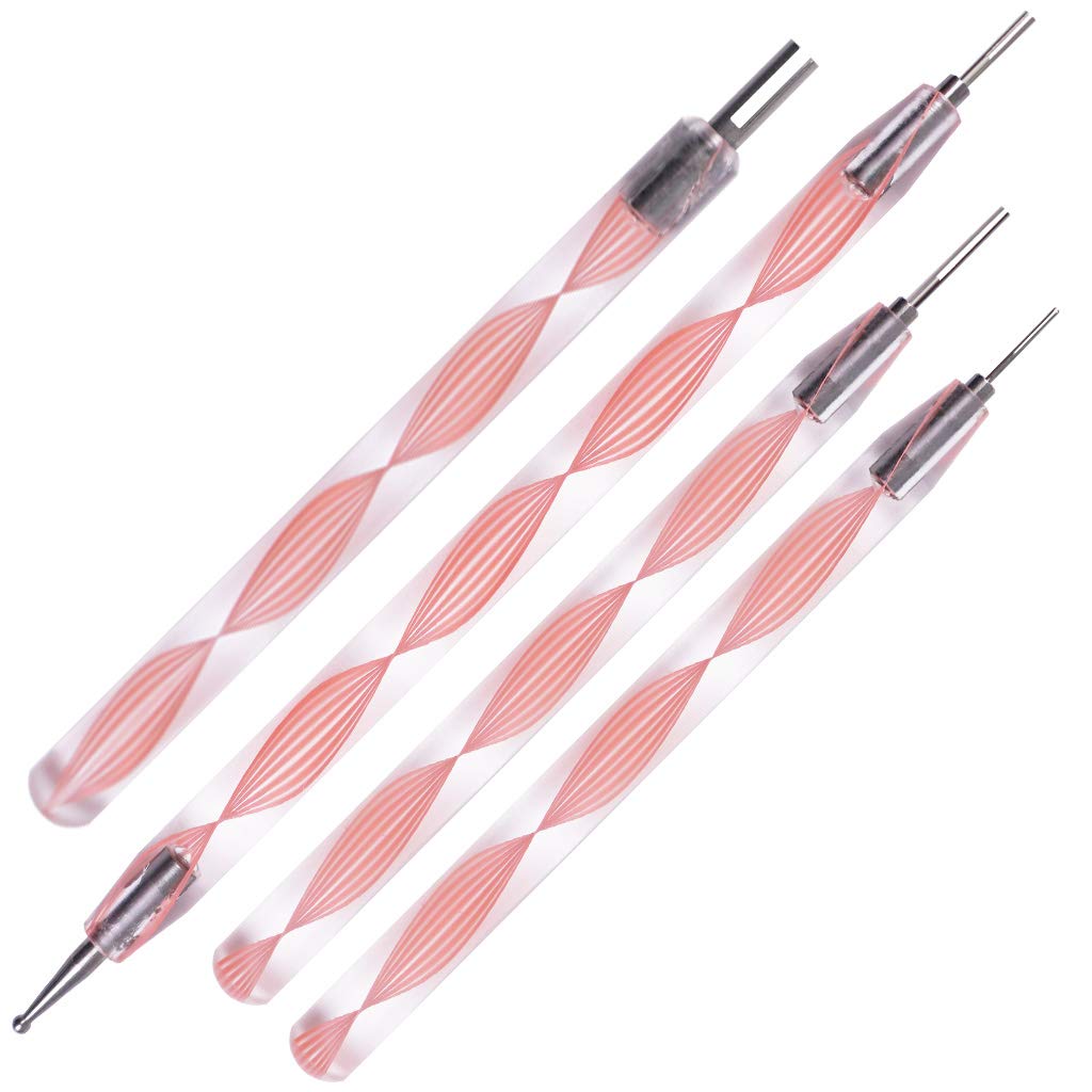 JUYA Quilling Slotted Tools with Stainless Steel Head (4-pc Set, Pink)