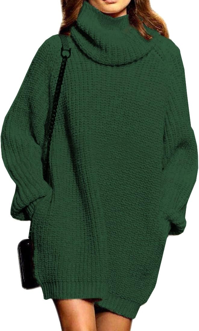 Ladies Wool Turtle Neck Loose Pullover Sweater Jumpers Dress
