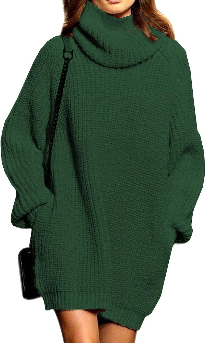 green oversized sweater dress