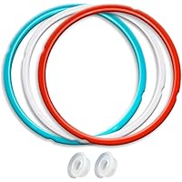 Silicone Sealing Ring, 3 Pack, Savory Sky Blue & Sweet Cherry Red & Common Transparent White, Fit for 5qt / 6qt