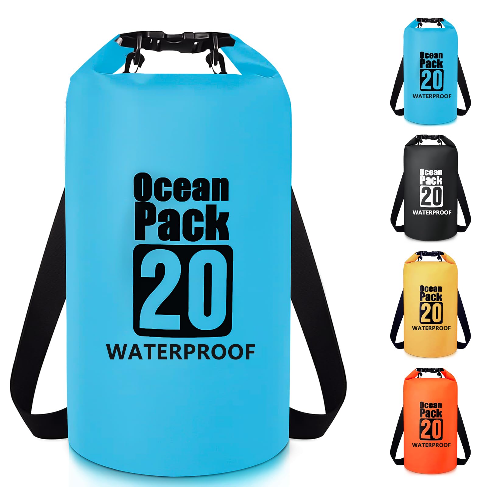 Invool Dry Bag, 5L/10L/20L/30L Waterproof Dry Bag, Dry Sack with Adjustable Shoulder Strap for Hiking, Swimming, Rafting, Surfing, Cycling, Camping, Fishing
