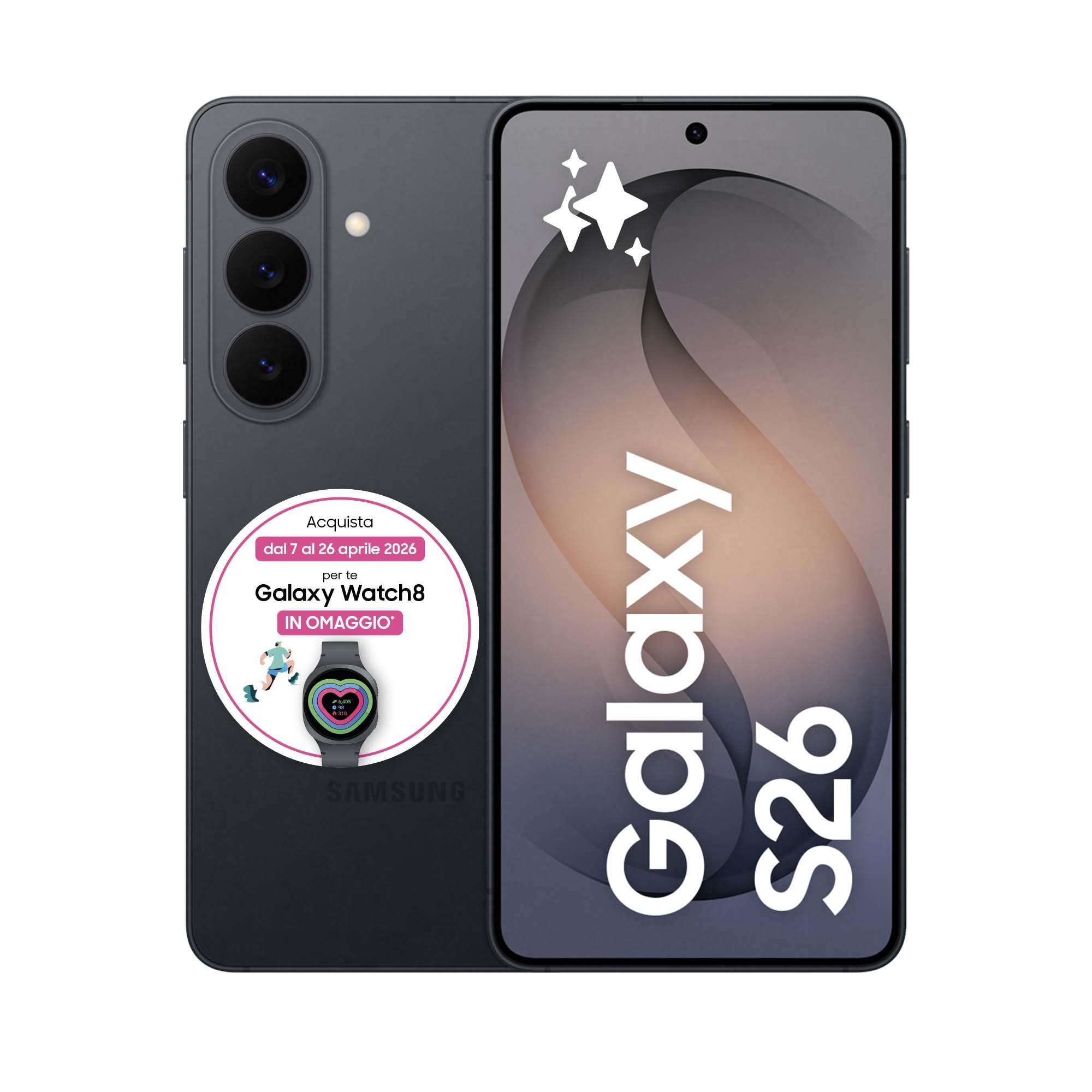 Samsung Galaxy S26 Smartphone AI, 512GB, 3 anni di Garanzia, Processore Avanzato, Assistente Foto, Creative Studio, Camera 50 MP, 4300 mAh, Black [Versione italiana]