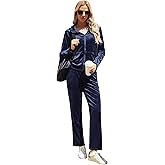 Marvmys Velour Tracksuit Womens 2 Piece Outfits Velvet Sweatsuit Jogging Suit Full Zip Up Hoodie and Sweatpants Set