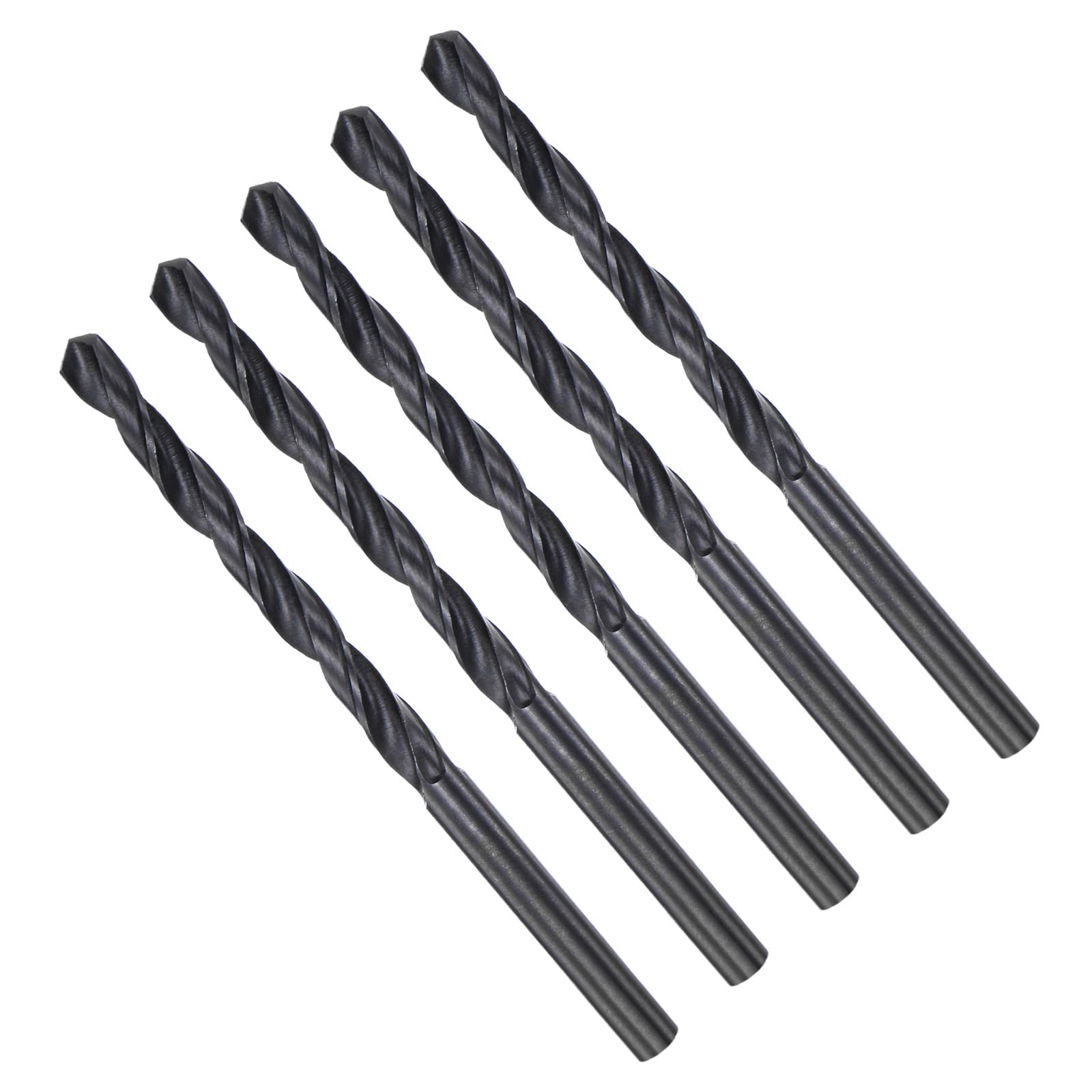 CoCud Twist Drill Bits, 4.9mm Cutting Diameter 0.19" Shank, High-Speed Steel Black Oxide Coating Jobber Bit Set (Applications: for Metal Wood Plastic), 5-Pieces