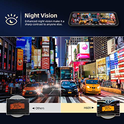 VanTop H609 Dual 1080P Mirror Dash Cam with 10" IPS Full Touch Screen w