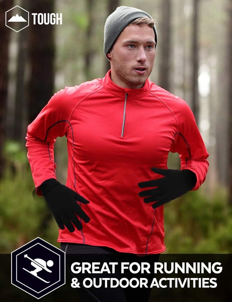 Touch Screen Running Gloves - Winter Glove Liners for Texting, Sports & Exercise - Lightweight Cold Weather Thermal Gloves: Clothing