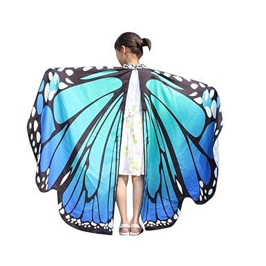 Lucky Mall Mädchen gedruckt Schmetterlingsflügel Schal, Kinder weichen Stoff Nymph Pixie Fee Schals Damen Kostüm Zubehör