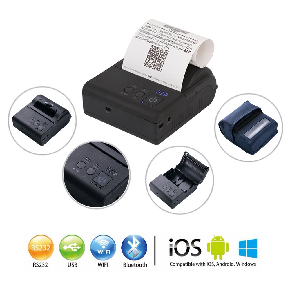 EastRoyce 3 Inch Portable Thermal Receipt Printer ER80 80mm Bluetooth