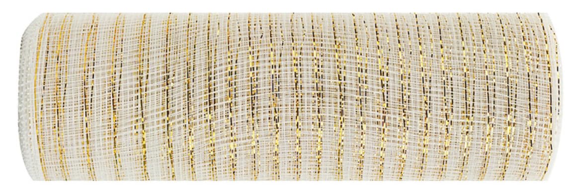 YYCRAFT 10 inch x 30 feet(10 Yards) Metallic Deco Poly Mesh Ribbon(Ivory)