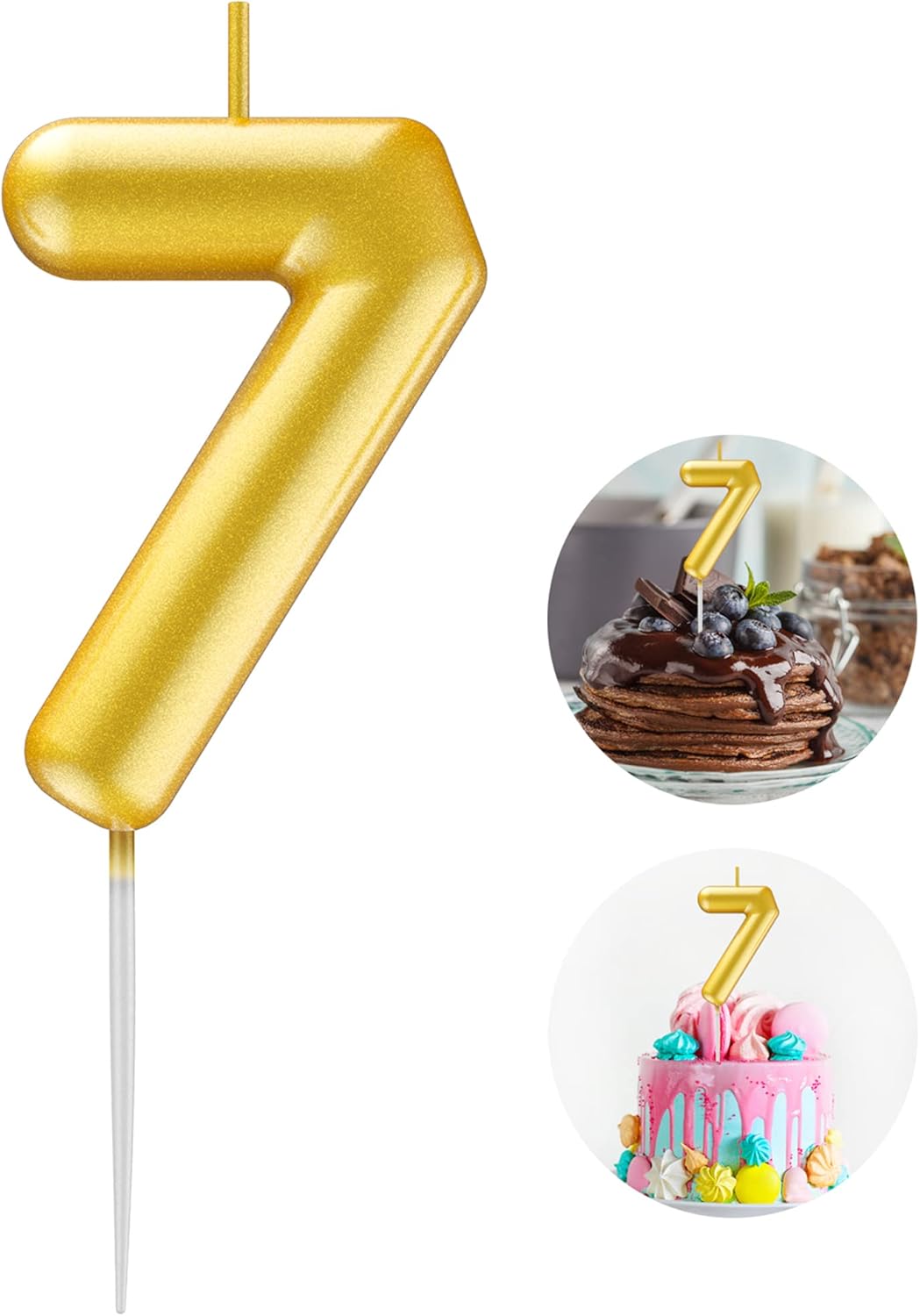 Candles & Holders - Gold Number 7 Candle Happy Birthday 3D Number Candles for Birthday Cake Party Decoration Wedding Anniversary Celebration Supplies