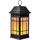 anyperfect 15.5" Solar Lantern Outdoor Waterproof, Glass Flickering Flame Solar Lanterns, Hanging Metal Lantern Decorative for Patio Front Porch Garden Backyard Tabletop Mothers Day Gifts Mom