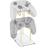 GEEKRIA Dual Controller Holder Compatible with PS5/PS4/Xbox Series X/S/One/Switch Pro/8BitDo Pro 2, Acrylic Base, Aluminum Metal Mount Universal Organizer for Video Game Accessories.