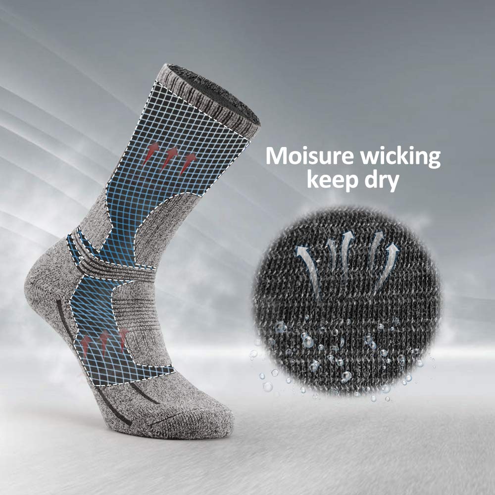 Petrala Hiking Socks Men Moisture Wicking Thick Full Cushion Lightweight for Trekking Walking Outdoor Performance, 5 Pack