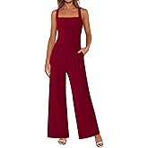 PRETTYGARDEN Summer Sleeveless Jumpsuits for Women Dressy Square Neck Wide Leg Pants Knit One Piece Rompers Fashion Clothing