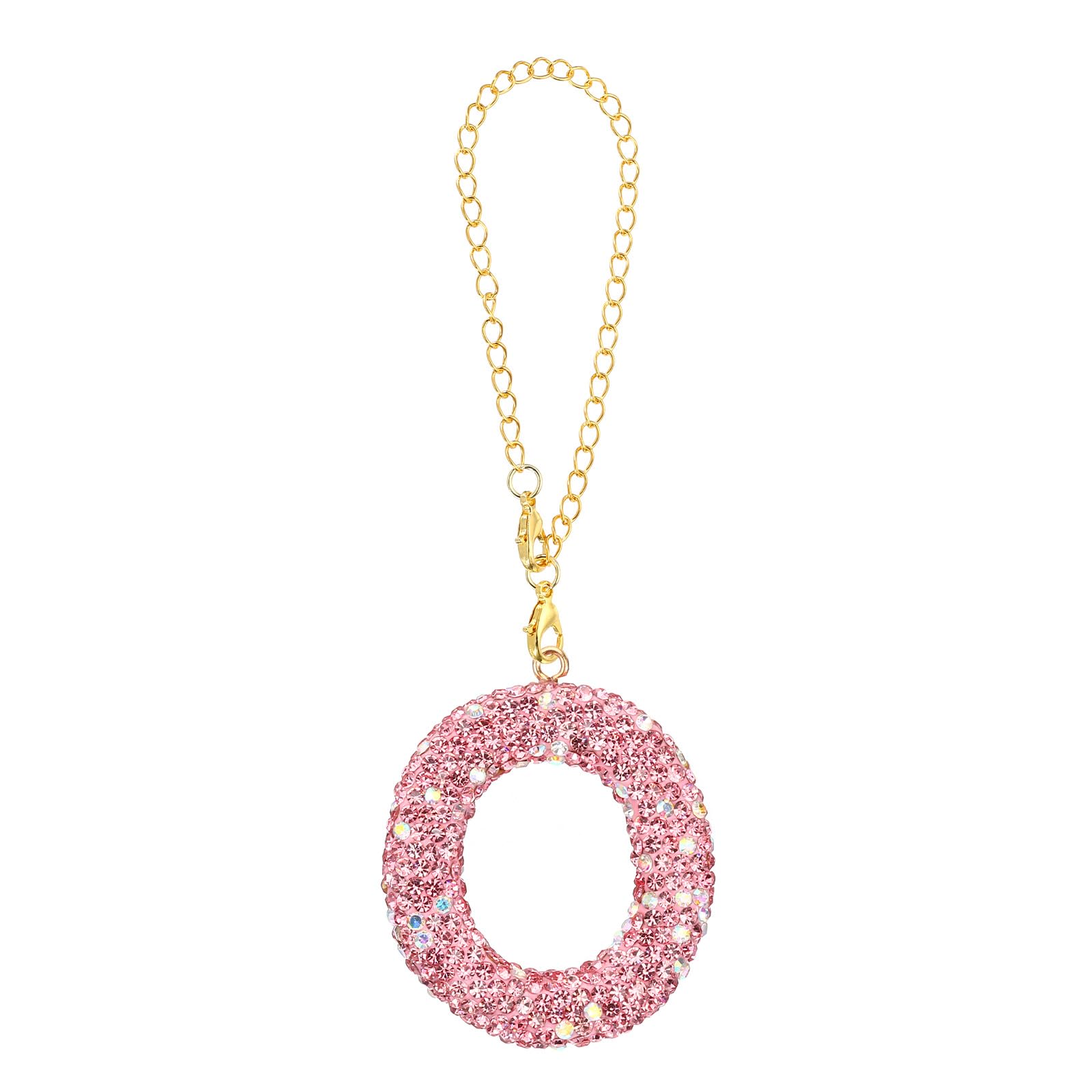 PATIKIL Initial Letter Charm, Letter O Charm with Pink Rhinestones Decorative Alphabet KeyChain Pendants for Beach Bag DIY Craft, Pink — image 1