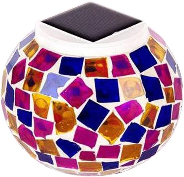 Vinus Solar Powered Color Changing Glass Ball Garden Light, Mosaic Glass Night Light Rechargeable Waterproof Table Lamp for Indoor Outdoor Decorations (AK-61)