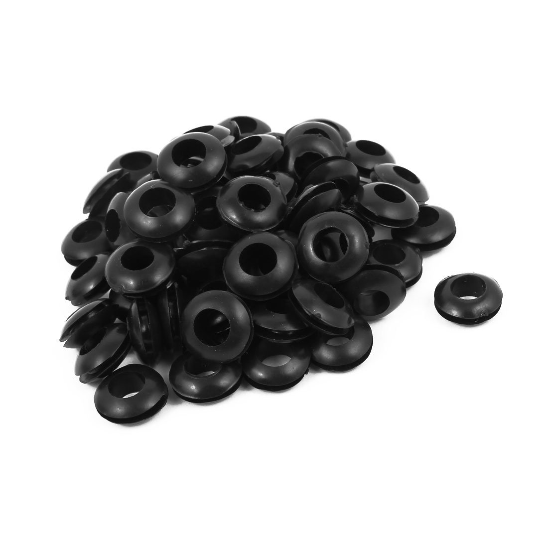 sourcing map a16041900ux1783 Rubber Armature Bar Electric Cable Protector Wiring Grommets 8mm Inner Diameter 68pcs Black (Pack of 68)