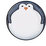 Homecorn Disposable Round Paper Plates, Biodegradable Eco Friendly Material Picnic Dinnerware, 16 Counts, Penguin