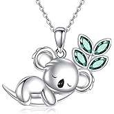 HKPATOP Koala Necklace S925 Sterlig Silver Koala Pendant Necklaces Cute Animal Jewelry Gifts for Women