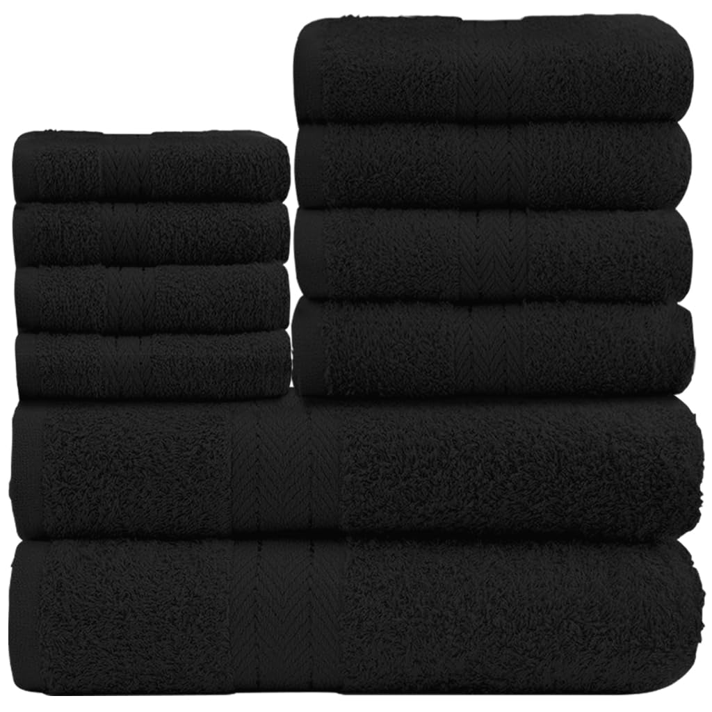 GC GAVENO CAVAILIA 10 Piece Towel Bale Set | Quick Drying Cotton Towel Highly Absorbent 450 GSM Black Towels Set | Bathroom Towels Bale Set 4x Face 4x Hand 2x Bath Towels