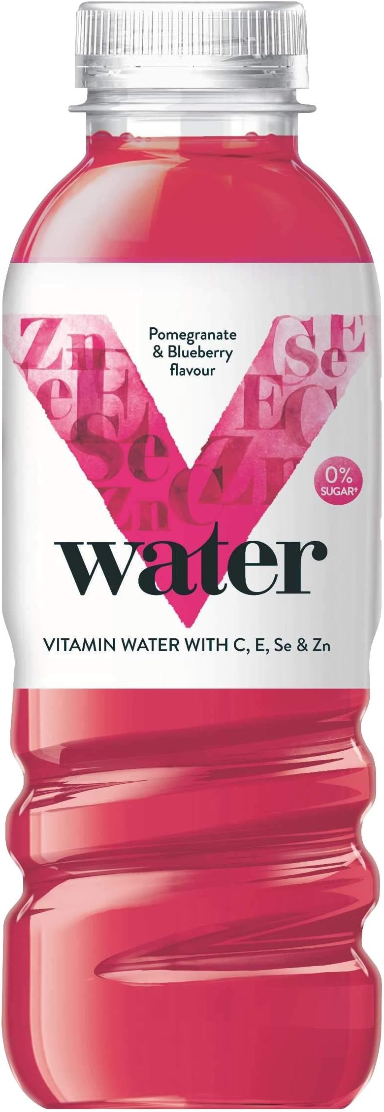 V Water Pomegranate & Blueberry Vitamin Water - Zero Sugar - No Artificials, 12 x 500 ml Bottles