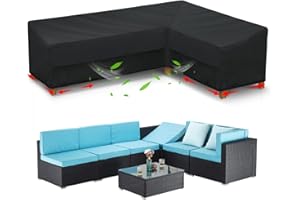 STARTWO Outdoor Sectional Sofa Cover Waterproof 104"x83" L-Shaped Patio Furniture Covers for Deck, Lawn and Backyard, Heavy Duty Outdoor Couch Cover, Right Facing, Black