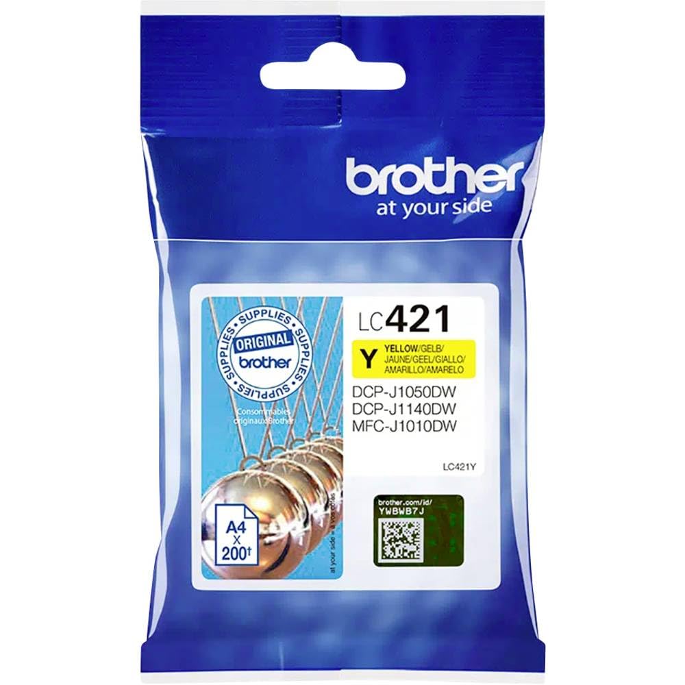 Brother LC-421Y Inkjet Cartridge, Yellow, Single Pack, includes 1 x Inkjet Cartridge, Brother Genuine Supplies
