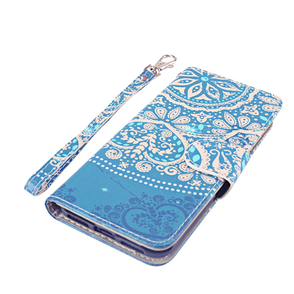 iPhone X Case, MagicSky iPhone X Wallet Case, Premium PU Leather Wristlet Flip Case Cover with Card Slots & Stand for Apple iPhoneX - Flower2