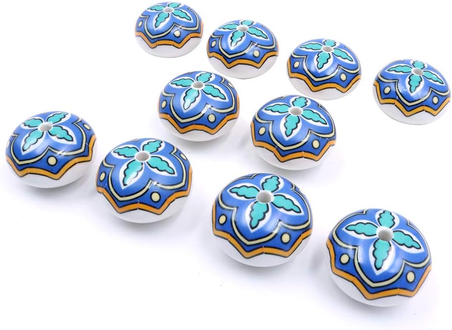 Namvo Modern European Wind Knobs Floral Hand Painted Ceramic Ball Shape Cupboard Wardrobe Cabinet Drawer Door Handles Pulls Knob Pack of 10 - Image 3