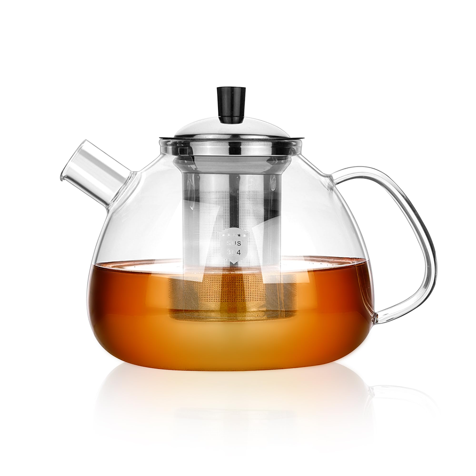 YKUKIZEE 1500 ML Glass Teapots with Infuser, Large Glass Loose Leaf Tea Pot 50 OZ, Clear Tea Pot with Removable Strainer for Fruit Flowering Tea