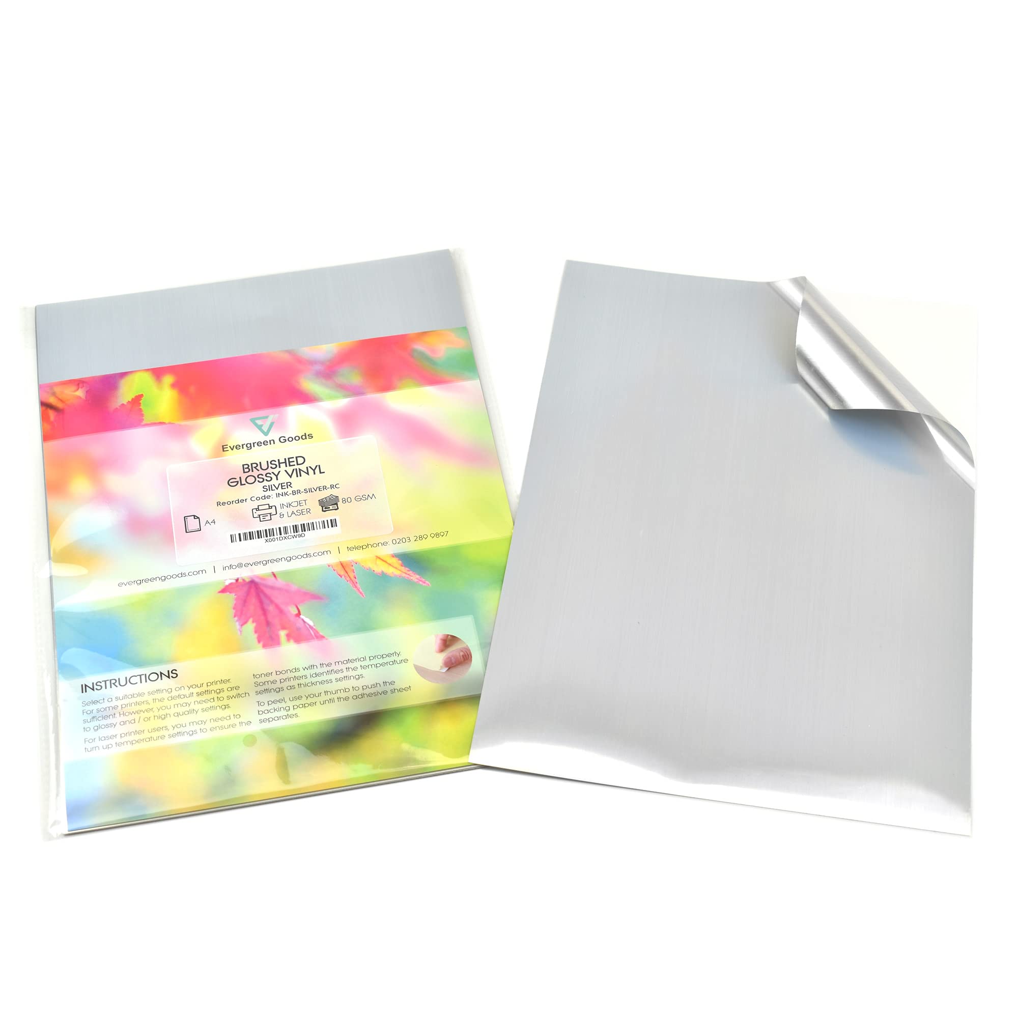 Evergreen Goods™ 10 etichette adesive in vinile A4 oro e Argento | Stampabili Inkjet e Laser | Autoadesive | Adesivi natalizi