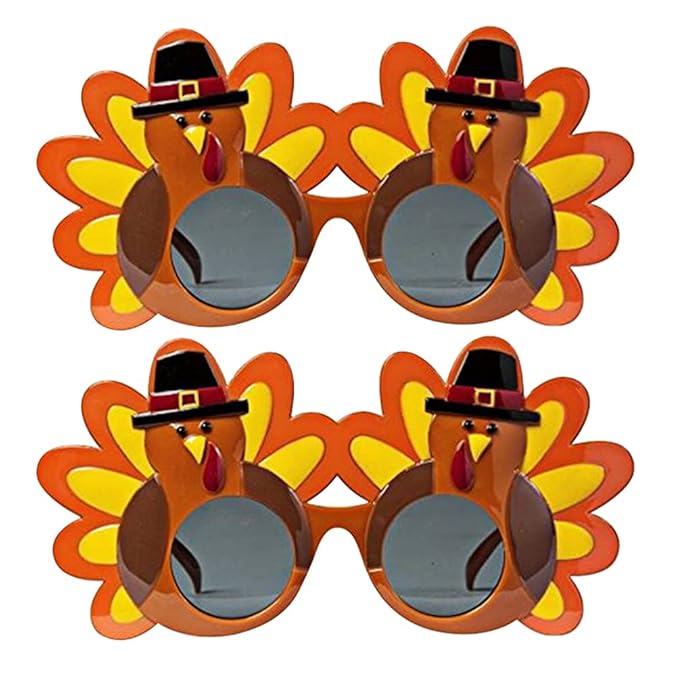 Toyvian 2pcs Thanksgiving Sunglasses Turkey Glasses Decorative