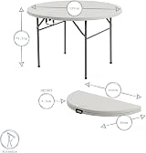 Harbour Housewares Folding Trestle Table 4ft 120cm White Round Carry Handle view 4