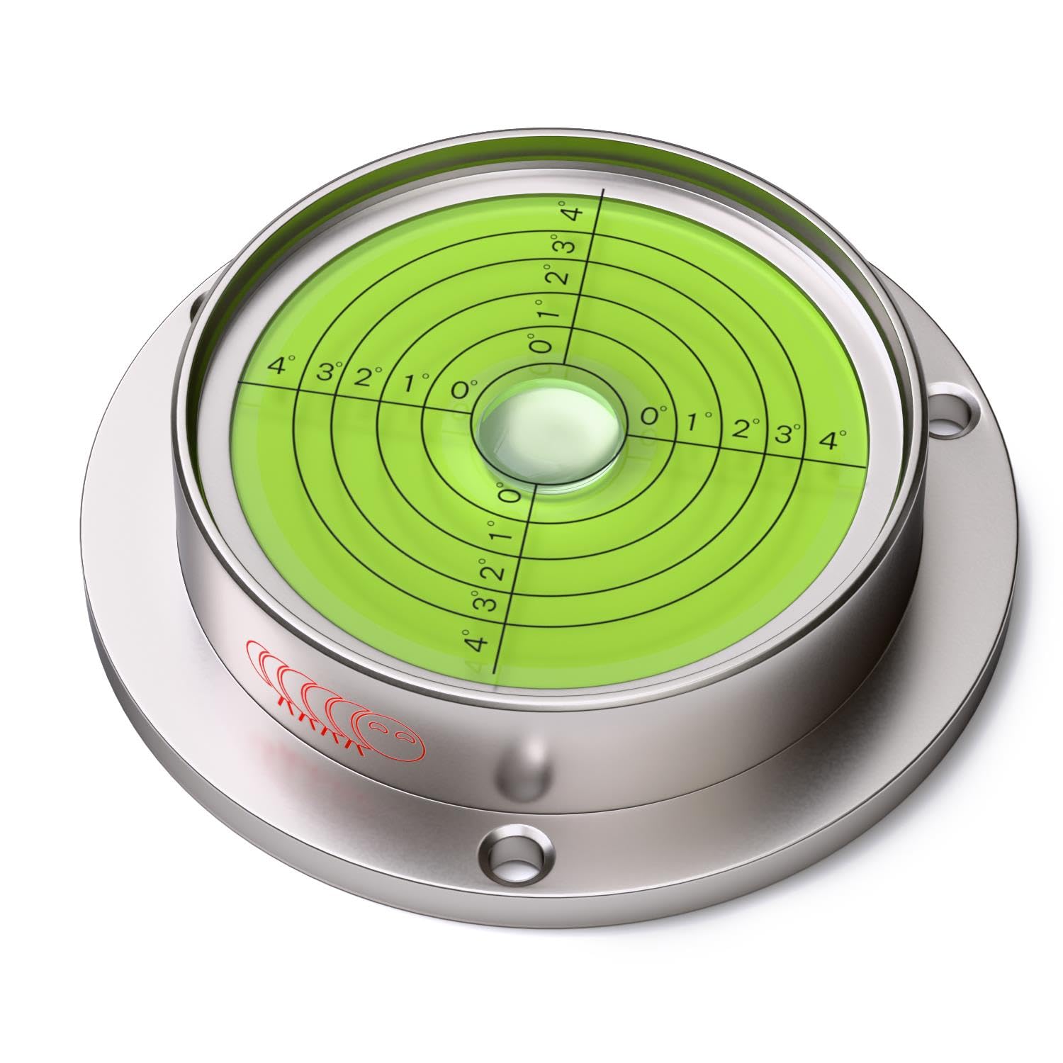 90mm Flanged Metal Circular Angle Spirit Bubble Degree Level (Green aqueous) Degree Marking - Green