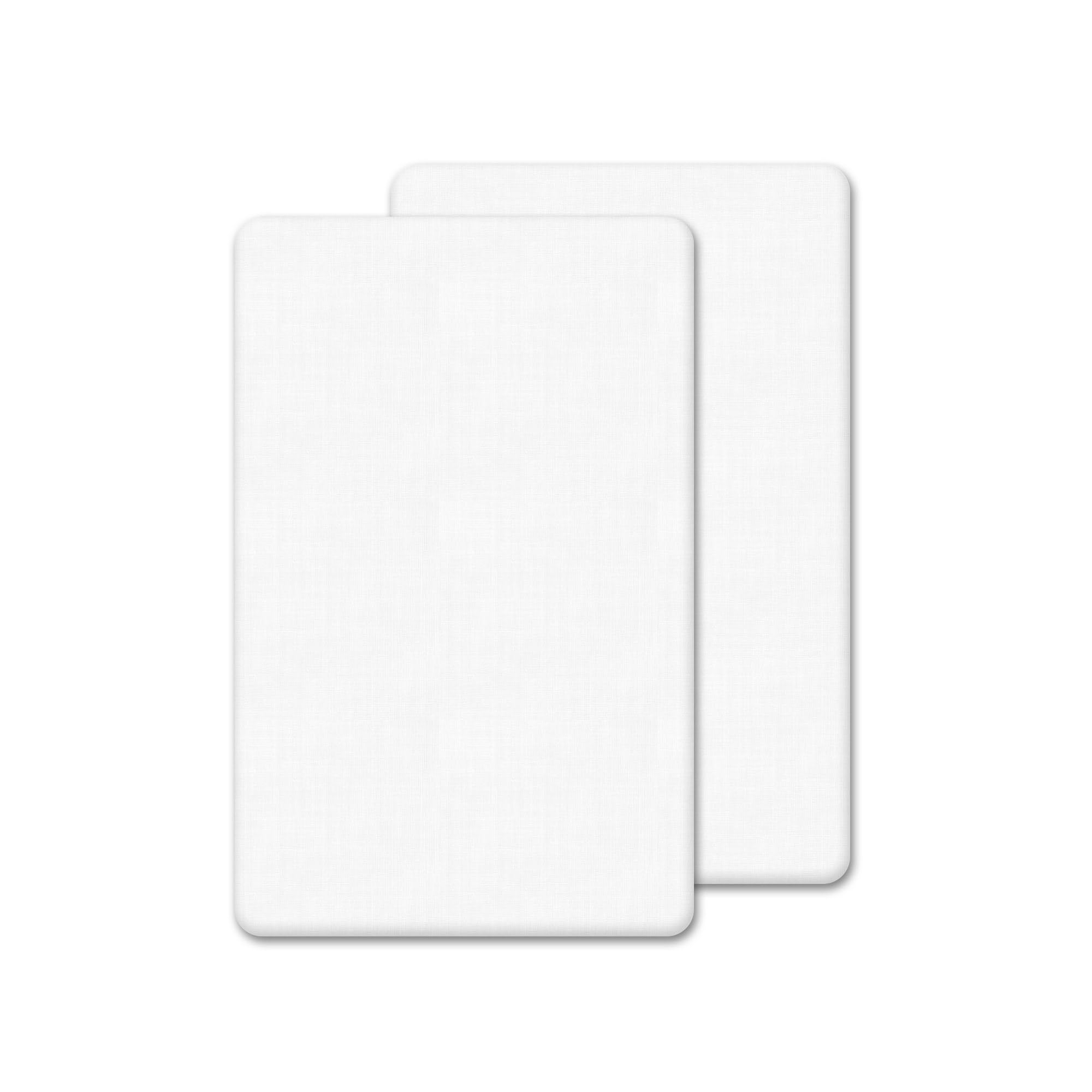 2 Pack Travel Cot Fitted Sheets (95 x 65 cm) | Ultra Soft, Oeko-tex Standard 100 Certified | Comfy & Breathable Travel Cot Mattress Sheets For Girl & Boy (White, 95 x 65 cm)