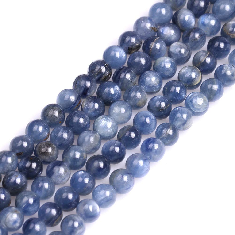 GEM-Inside Natural 6mm Blue Kyanite Round Gemstone Semi Precious Loose Beads for Jewellery Making 15''