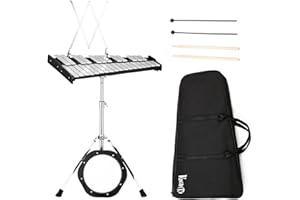 VACHAN 32 Notes Glockenspiel Bell Kit Professional Xylophone for Adult Beginner Students with 8'' Drum Practice Pad,Adjustable Music Stand,Glockenspiel Stick,Drum sticks and Carrying Bag