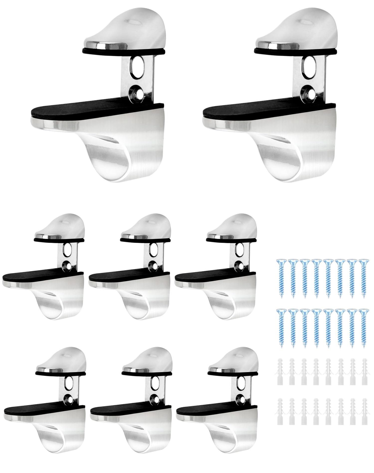 QWORK® 8 Pack Adjustable Glass Shelf Bracket, Wall Mounted Zinc Alloy Glass Shelf Support for 3-20 mm Thickness Glass